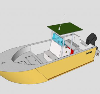 黄色休闲型汽艇SU模型下载_sketchup草图大师SKP模型