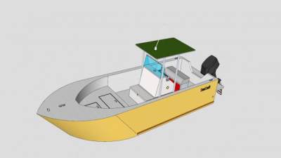 黄色休闲型汽艇SU模型下载_sketchup草图大师SKP模型