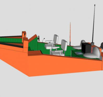 橙色四人汽艇SU模型下载_sketchup草图大师SKP模型