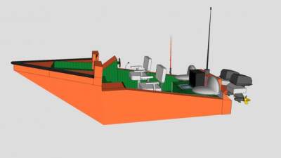 橙色四人汽艇SU模型下载_sketchup草图大师SKP模型