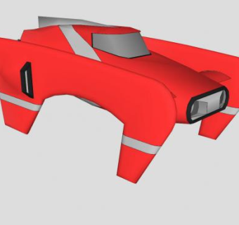 红色科幻飞船SU模型下载_sketchup草图大师SKP模型