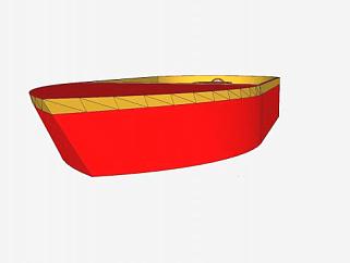 红色船艇SU模型下载_sketchup草图大师SKP模型