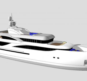 大型飞桥游艇SU模型下载_sketchup草图大师SKP模型