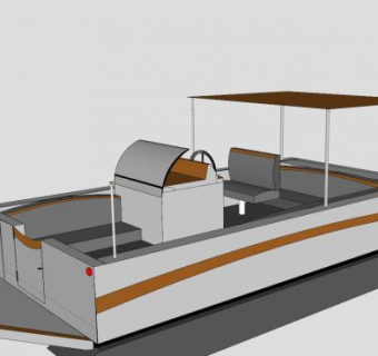 平底浮筒船SU模型下载_sketchup草图大师SKP模型