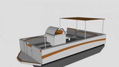 平底浮筒船SU模型下载_sketchup草图大师SKP模型