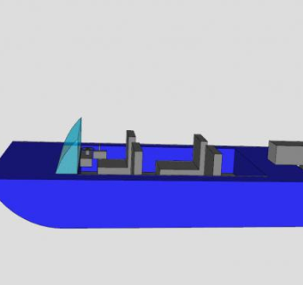 蓝色四座汽艇SU模型下载_sketchup草图大师SKP模型