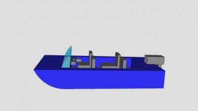 蓝色四座汽艇SU模型下载_sketchup草图大师SKP模型