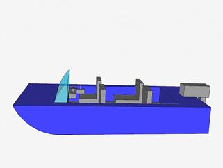 蓝色四座汽艇SU模型下载_sketchup草图大师SKP模型