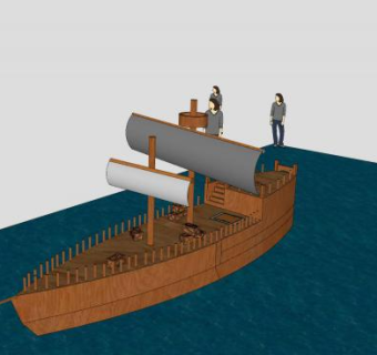 双桅木帆船SU模型下载_sketchup草图大师SKP模型