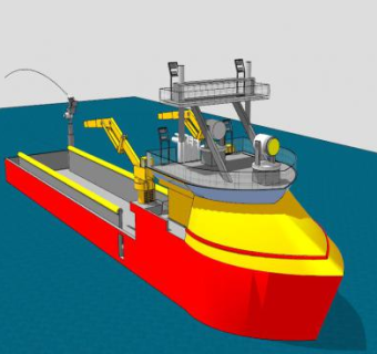 工程船船舶SU模型下载_sketchup草图大师SKP模型