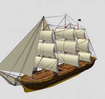 大型多桅帆船SU模型下载_sketchup草图大师SKP模型
