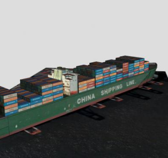 大型集装箱货船SU模型下载_sketchup草图大师SKP模型