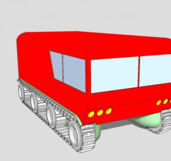 红色履带式车辆SU模型下载_sketchup草图大师SKP模型