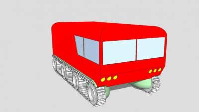 红色履带式车辆SU模型下载_sketchup草图大师SKP模型