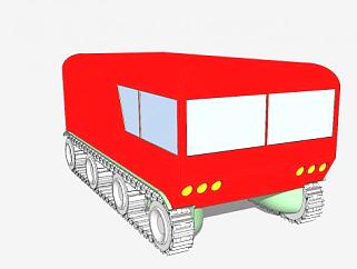 红色履带式车辆SU模型下载_sketchup草图大师SKP模型