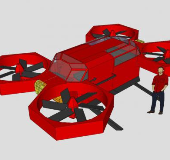 红色个人飞行器SU模型下载_sketchup草图大师SKP模型