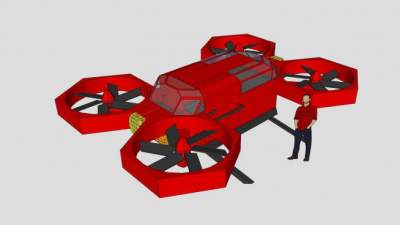 红色个人飞行器SU模型下载_sketchup草图大师SKP模型