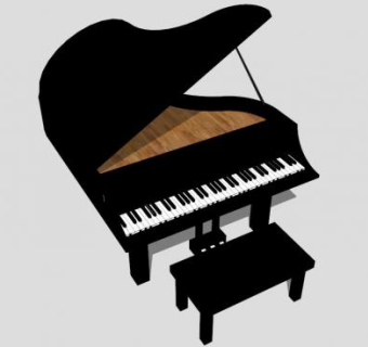 黑色三角钢琴SU模型下载_sketchup草图大师SKP模型