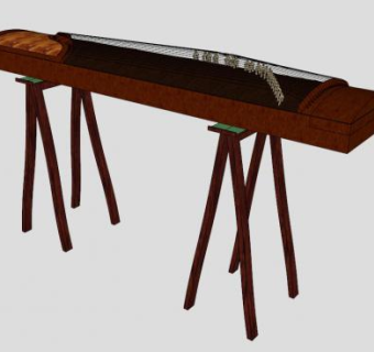 中国竖琴SU模型下载_sketchup草图大师SKP模型