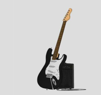 芬德乐器电吉他SU模型下载_sketchup草图大师SKP模型