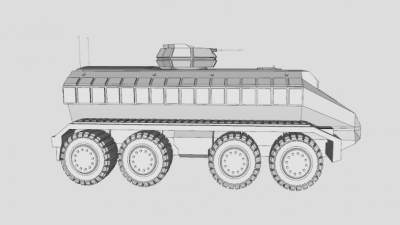 轮式装甲指挥车SU模型下载_sketchup草图大师SKP模型