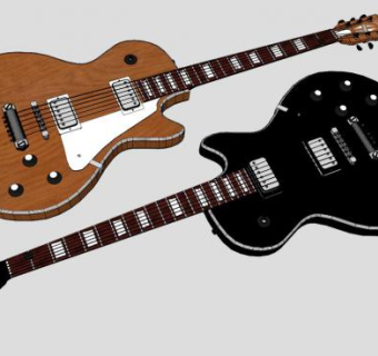 黑棕色电吉他SU模型下载_sketchup草图大师SKP模型