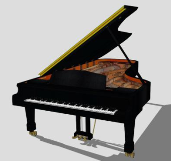 三角大钢琴SU模型下载_sketchup草图大师SKP模型