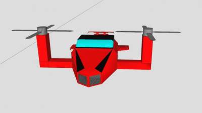 红色双螺旋飞机SU模型下载_sketchup草图大师SKP模型