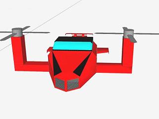 红色双螺旋飞机SU模型下载_sketchup草图大师SKP模型