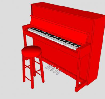 红色大钢琴SU模型下载_sketchup草图大师SKP模型