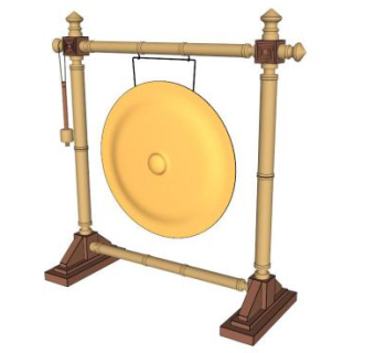 洲贡带座锣SU模型下载_sketchup草图大师SKP模型