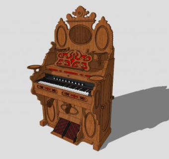 古董簧风琴SU模型下载_sketchup草图大师SKP模型