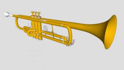 金色音乐小号SU模型下载_sketchup草图大师SKP模型