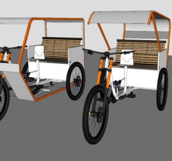 遮棚三轮车SU模型下载_sketchup草图大师SKP模型