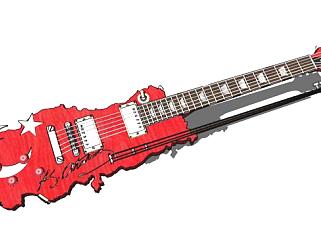 红色港式吉他SU模型下载_sketchup草图大师SKP模型
