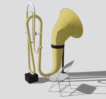 黄铜大号乐器SU模型下载_sketchup草图大师SKP模型