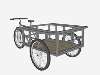 三轮自行车货车SU模型下载_sketchup草图大师SKP模型