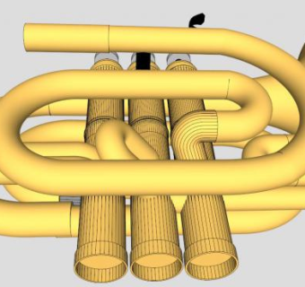 音乐小号SU模型下载_sketchup草图大师SKP模型