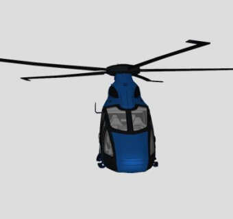 五叶螺旋桨直升飞机SU模型下载_sketchup草图大师SKP模型