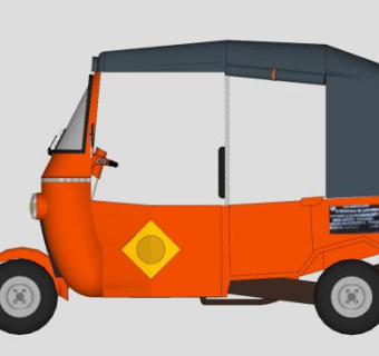 橙色汽油三轮车SU模型下载_sketchup草图大师SKP模型