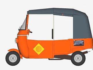橙色汽油三轮车SU模型下载_sketchup草图大师SKP模型