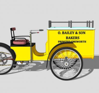 欧式黄色三轮车SU模型下载_sketchup草图大师SKP模型