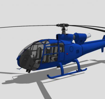 小羚羊轻型蓝色直升机SU模型下载_sketchup草图大师SKP模型
