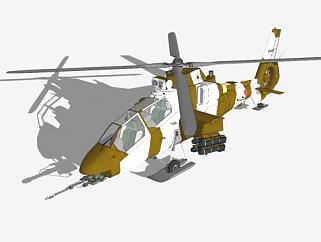 川崎OH-1忍者直升机SU模型下载_sketchup草图大师SKP模型