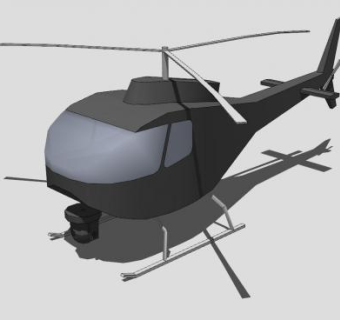 带摄像机吊舱的直升机SU模型下载_sketchup草图大师SKP模型