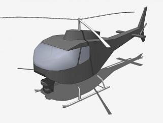 带摄像机吊舱的直升机SU模型下载_sketchup草图大师SKP模型