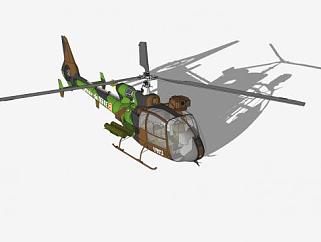 法国SA-342M<em>直升机</em>SU模型下载_sketchup草图大师SKP...