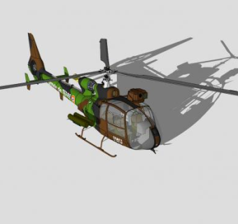 法国SA-342M直升机SU模型下载_sketchup草图大师SKP模型
