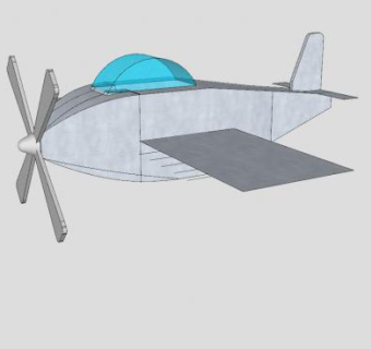 简易螺旋桨直升机SU模型下载_sketchup草图大师SKP模型