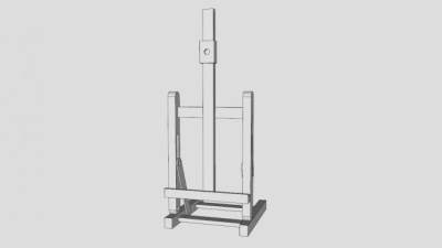 美术白色画架SU模型下载_sketchup草图大师SKP模型